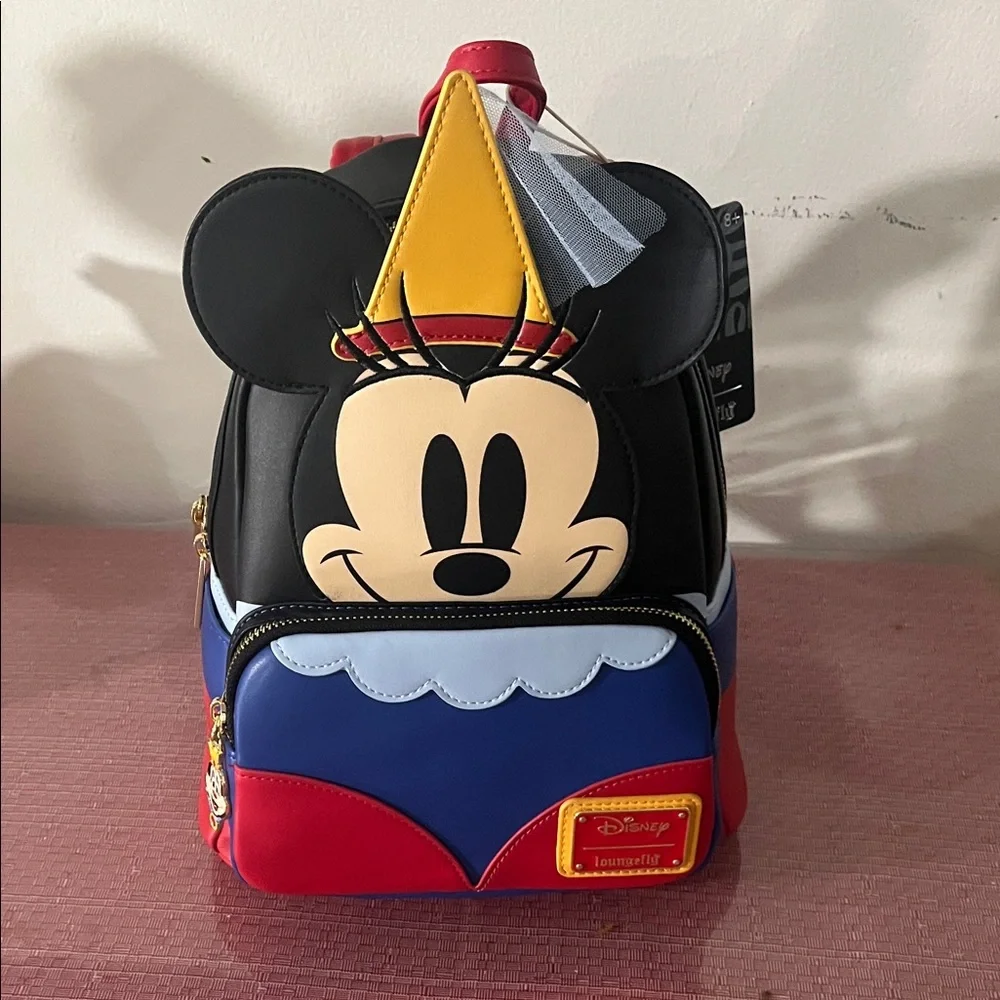 Loungefly Disney Minnie Mouse Kids Backpack - Black, Red, Blue, Yellow